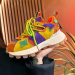 Madingi moteri&scaron;ki gatvės sportbačiai keturių sezonų mada personalizuoti universalūs storu padu vaflių ra&scaron;to laisvalaikio batai neslystantys 2024 37 oranžinė