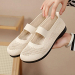 Moteri&scaron;ki baleto batai Vasariniai nauji kvėpuojantys tinkliniai moteri&scaron;ki plok&scaron;čiapadžiai laisvalaikio batai Slydimo ant apvalaus pir&scaron;to Vienviečiai batai Patogūs batai mamai 35 smėlis