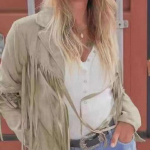 Moteri&scaron;ka elnio odos striukė Atvartas Fringe trumpas paltas Odinis paltas M