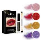 Lūpų paletė Stay Golden Cosmetics Blizganti lūpų rinkinys Miltelinė deimantinė žvilgantiilgai i&scaron;liekanti vandeniui atspari makiažo priemonė Lūpų blizgis Lūpų dažai 4 spalvos, 1 vnt. black