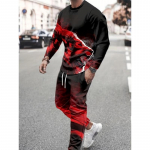 3D Lion Print Vyri&scaron;ki rinkiniai Kasdieniai vyri&scaron;ki mar&scaron;kinėliai ilgomis rankovėmis ir gatvės mados ilgos kelnės pavasario ir rudens 2 dalių rinkinys S