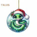 Gyvatės kalėdinis ornamentas plok&scaron;čias 2D akrilinis animacinis filmas gyvatės pakabukas &scaron;ventinis Kalėdų senelio kepurė Gyvatės ornamentas, skirtas medžio durų mantelio dekoravimui E