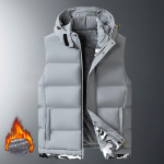 Didelio dydžio rudeninė ir žieminė liemenė vyri&scaron;ka nuimama kepurė sportinė medvilniniai drabužiai avienos vilnos pečiais pamink&scaron;tinta pastorinta arklio striukė 9XL pilka spalva