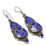 Natural Lapis Lazuli Gemstone Handmade Jewelry Earring 2.13 z8y25