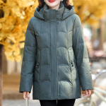 Žieminė pūkinė striukė moterims, didelio dydžio, vir&scaron;utiniai drabužiai su gobtuvu, eleganti&scaron;kas, storas, &scaron;iltas pūkinis paltas, moteri&scaron;kas parkas 3XL žalia