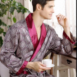 V formos kaklo laisvas chalatas miegoti miegui Pavasariniai vyri&scaron;ki Satin Kimono Lounge Naktinis chalatas Naktinis vyri&scaron;kas chalatas Auksinis Namų drabužis XXXXXL