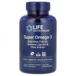 Life Extension, Super Omega 3, EPA/DHA fish oil, enteric coated softgels 120 tablets