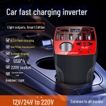 Didelės galios daugiafunkcis automobilinis keitiklis 12V/24V į 220V greitas įkroviklis su cigarečių degiklio lizdu Zhizun dual PD port
