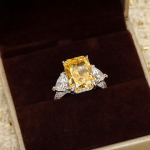 4 ct geltono deimantinio uolieno cukrinis žiedas moteri&scaron;kas 925 sterlingų sidabras, ledo gėlė supjaustytas cukraus kubeliais žiedas ni&scaron;inis auk&scaron;čiausios klasės lengvas prabangus No. 6 geltona