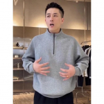 2024 m. pavasario vyri&scaron;kas megztinis, margas, įvairių spalvų, draugi&scaron;kas odai audinys, madingas, universalus vir&scaron;us, kasdienis ilgomis rankovėmis mar&scaron;kinėliai M armijos žalia spalva