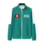 Squid Games II sezonas Megztinis su užtrauktuku stovi apykaklė ilgomis rankovėmis Numeris Spausdinimas Kontrastinga Spalva Striukė Televizorius Charakteris Sportinė Apranga Elastinė juosmuo L A