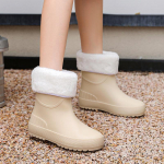 Madingi moteri&scaron;ki batai nuo lietaus mink&scaron;tu padu: Aksominiu pamu&scaron;alu, atsparus vandeniui, neslidus, vidutinio vamzdžio guminis dizainas, skirtas dėvėti žiemą. 37, removable cotton