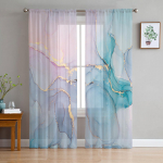 Marmuro tekstūros tiulio užuolaidos svetainei, miegamajam, virtuvei. Dekoratyvinės, permatomos &scaron;ifono, plonos voile langų užuolaidos. 1 PCS W100XH250cm&Rod Pocket gray