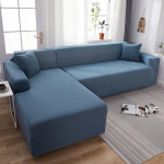 Nordic Chaise Longue Elastic Sofa Cover - Universal All-Season Cushion Cover Set two people 145-185cm ežero mėlyna spalva