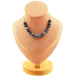 Pierres et Min&eacute;raux. Collier 15 perles Jaspe bleu 8 mm. Chaine en acier inoxydable Collier femmes, hommes. Taille personnalisable.