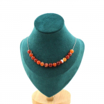 Pierres et Min&eacute;raux. Collier 15 perles Agate ruban&eacute;e 8 mm. Chaine en acier inoxydable Collier femmes, hommes. Taille personnalisabl