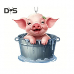 Juokingas kiaulės automobilio pakabukas Akrilinė kiaulė kibire Ornamentai 2D plok&scaron;čios pakabinamos dekoracijos Automobilio galinio vaizdo veidrodėlio priedai Pig