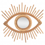 Skandinavi&scaron;kas makiažo veidrodis i&scaron; rotango, austas akies formos, pakabinamas ant sienos, namų, vie&scaron;bučio, vonios kambario dekoravimui