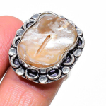 Biwa Pearl Handmade 925 Sterling Silver Jewelry Ring Size 7 a1t48