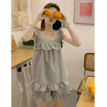 Seksualūs naktiniai drabužiai Berankoviai pižaminiai mar&scaron;kinėliai Nėriniai Kvadratėliai Tyras tro&scaron;kimas Vėjas Mar&scaron;kinėliai &Scaron;ortai Moteri&scaron;ki namų drabužiai Dviejų dalių Pilki miego drabužiai Laisvalaikio drabužiai M pilka spalva