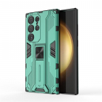 Dėklas Samsung Galaxy S24 Ultra 5G, Magnetinis stovas automobiliui, Smūgiams atsparus &scaron;arvuotas telefono dėklas Samsung S24 + Plus S 24 Ultra galiniam dangteliui For Galaxy S24 žalia