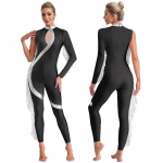 Moterys Mergaitės Klostės Baleto &Scaron;okio Ritminės Gimnastikos Leotardas Unitardas Akrobatikos Dailinio Čiuožimo Kostiumas Jumpsuit XL