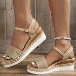 Drobės Espadrilės Plei&scaron;tiniai Sandalai Moterims Vasariniai Laisvalaikio Sandalai su Kulk&scaron;nies Dirželiu Moteri&scaron;ki Platforminiai Sandalai Storas Padėklas Neslystantys Paplūdimio Batai 36 sidabras