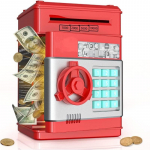 Piggy Bank vaikams berniukams Mergaitėms Pinigų banko aparatas su slaptažodžiu Mielas bankomatas Piggy Bank moneta gali elektroninis automatinis slinkties popierinis pinigų taupymo dėžutės žaislas 1PCS