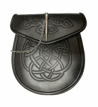 Odinis sporranas žalvario smeigtuku kelti&scaron;ku ra&scaron;tu lygus tradicinis &scaron;koti&scaron;kas piniginė 4 kiltams one size juoda