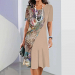 3D skaitmeninio eleganti&scaron;ko kūno seksuali Vestido Vintage Ropa Mujer vasarinė moteri&scaron;ka apvaliu kaklu trumpomis rankovėmis spausdinta madinga laisva midi suknelė S