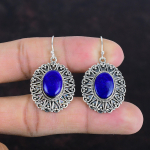 Lapis Lazuli Auskarai Brangakmenių Auskarai Rankų darbo Papuo&scaron;alai 925 Sterlingų Sidabro Auskarai Gražūs Vintažiniai Auskarai Dovanos Jai Nuostabūs Papuo&scaron;alai