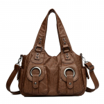 Moteri&scaron;ka rankinė ant peties, didelės talpos, krep&scaron;ys vidutinio amžiaus mamai, PU crossbody krep&scaron;ys ruda