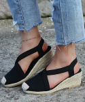Moteri&scaron;ki platforminiai espadrilės batai su uždaromis pir&scaron;tų dalimis, įsispiriami, moteri&scaron;ki sandalai, 2024 m. vasaros, auk&scaron;tos kokybės, moteri&scaron;ki 35 juoda