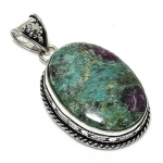 Ruby in Fuchsite Handmade Ethnic 925 Sterling Silver Pendant 2.21 B5s38