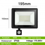 LED PIR Judesio Jutiklis IP66 Vandeniui Atsparus AC175V-265V LED Prožektoriai 200W 150W 100W LED Pakabinamas I&scaron;orinis Lauko Sieninis &Scaron;viestuvas Prožektorius 50W
