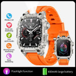 Naujas daugiafunkcinis didelio ekrano kvadratinis lauko i&scaron;manusis laikrodis, žibintuvėlis, sveikatos stebėjimas, vyri&scaron;ka sportinė apyrankė