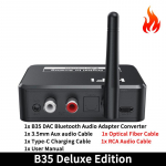 Digital to Analog Audio DAC Converter Adapter Digital SPDIF Optical Toslink to 3.5mm 3.5 AUX Jack RCA L/R Bluetooth 5.1 Receiver Deluxe Edition
