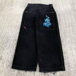 Unisex Y2K Baggy džinsai vyrams Harajuku 2000-ųjų vintažiniai siuvinėti džinsai hip hopo gatvės drabužiai moterims kasdieniai plataus kirpimo džinsai M