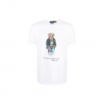 Polo Ralph Lauren SS22 Me&scaron;kos spaudinio apvalios apykaklės trumpomis rankovėmis mar&scaron;kinėliai Vyri&scaron;ki vir&scaron;utiniai drabužiai Balti 710853310-008 XS