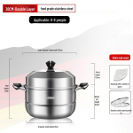 Didelis 304 nerūdijančio plieno 3 sluoksnių garintuvas puodas indukcinėms ir dujinėms viryklėms