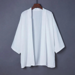 Vyri&scaron;ki japoni&scaron;ki kimono mar&scaron;kinėliai, laisvalaikio atviro dygsnio lengvi yukata madingi juodi megztiniai su 3/4 rankovėmis vasaros atostogoms S