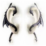 1vnt Nauji auskarai Moteri&scaron;ki Vyri&scaron;ki Punk Ear Cuff Dragon Auskarai Papuo&scaron;alai juoda