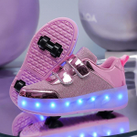 Nauji bėgimo batai su dvigubais ratukais, berniukų ir mergaičių riedučiai gali būti surenkami, variantiniai batai, riedučiai su &scaron;viesomis ir &scaron;viečiantys batai 32