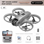 2025 NAUJAS D16 Mini Dronas su 180&deg; Elektri&scaron;kai Reguliuojama 8K HD Kamera WiFi Optinio Srauto Dronas Ki&scaron;eninis Kliūčių Apėjimo RC Kvadkopteris 4K 3 Battery pilka