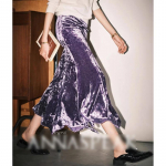 Anyan Spalvingas Prabangus Deimantinis Blizgesys Elastingas Velvetas Netaisyklingo Stovėjimo Kirpimas Auk&scaron;tu Juosmeniu Žuvies Uodega Pusiau Sijonas Moterims Sijonai XL