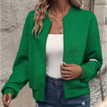 GMXIA Rudens žiemos vienspalvė striukė su užtrauktuku beisbolo apykaklė, laisvalaikio paltas moterims ilgomis rankovėmis striukės ir paltai XXXL žalia