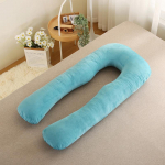 Vienos spalvos U formos kristalinio aksomo nė&scaron;tumo pagalvė su nuimamu juosmens atramos pagalvėlės 130x70cm (1.3kg, washable) mėtų žalios spalvos