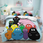 Barbapapa Animacinis pledo užvalkalas Anime 3D spausdinimas Mielas vaikų miegamojo komplektas Poliesteris Suaugusiųjų dovana 2/3 vnt. Patalynė EU Twin(135x200cm) black