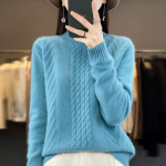 Moteri&scaron;kas ka&scaron;myro megztinis Qinghe ka&scaron;myras 30% ka&scaron;myras 70% vilna &scaron;iltas ir madingas universalus rudeniui ir žiemai L jūros banga