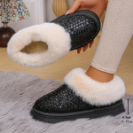 Platforminiai aulinukai su blizgučiais, sniego batai moterims, &scaron;ilti, pūkuoti, storu padu, trumpi batai, žiemos nauji, mink&scaron;ti pliu&scaron;iniai moteri&scaron;ki batai 36